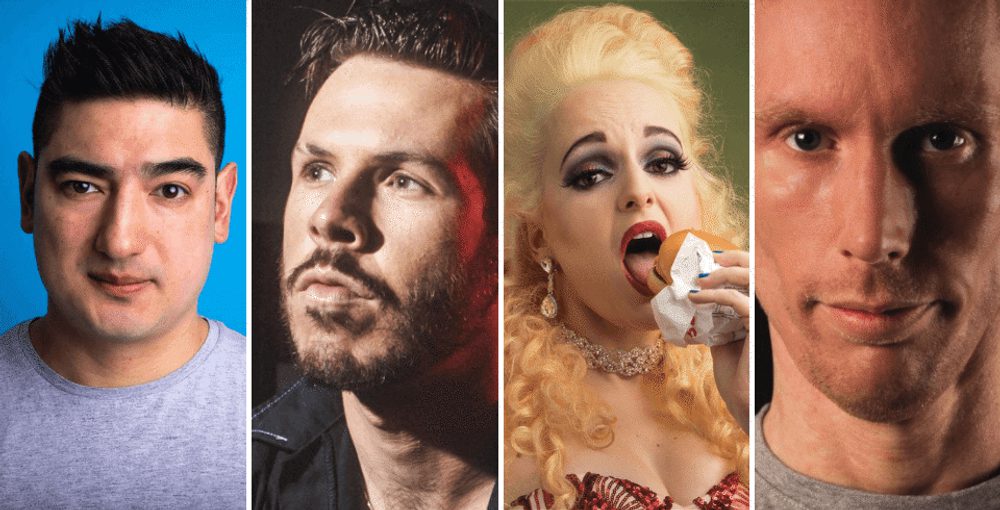 Four images of comedians side by side.