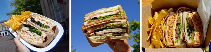A collage of images of sandwiches