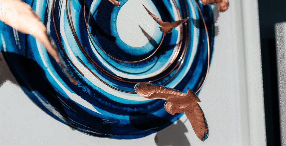 A close up of a spiral artwork