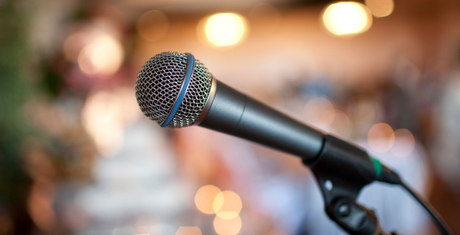 A microphone on a stand