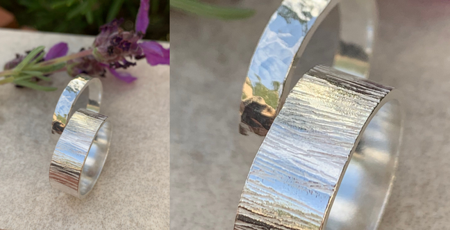 two images of two handmade silver rings