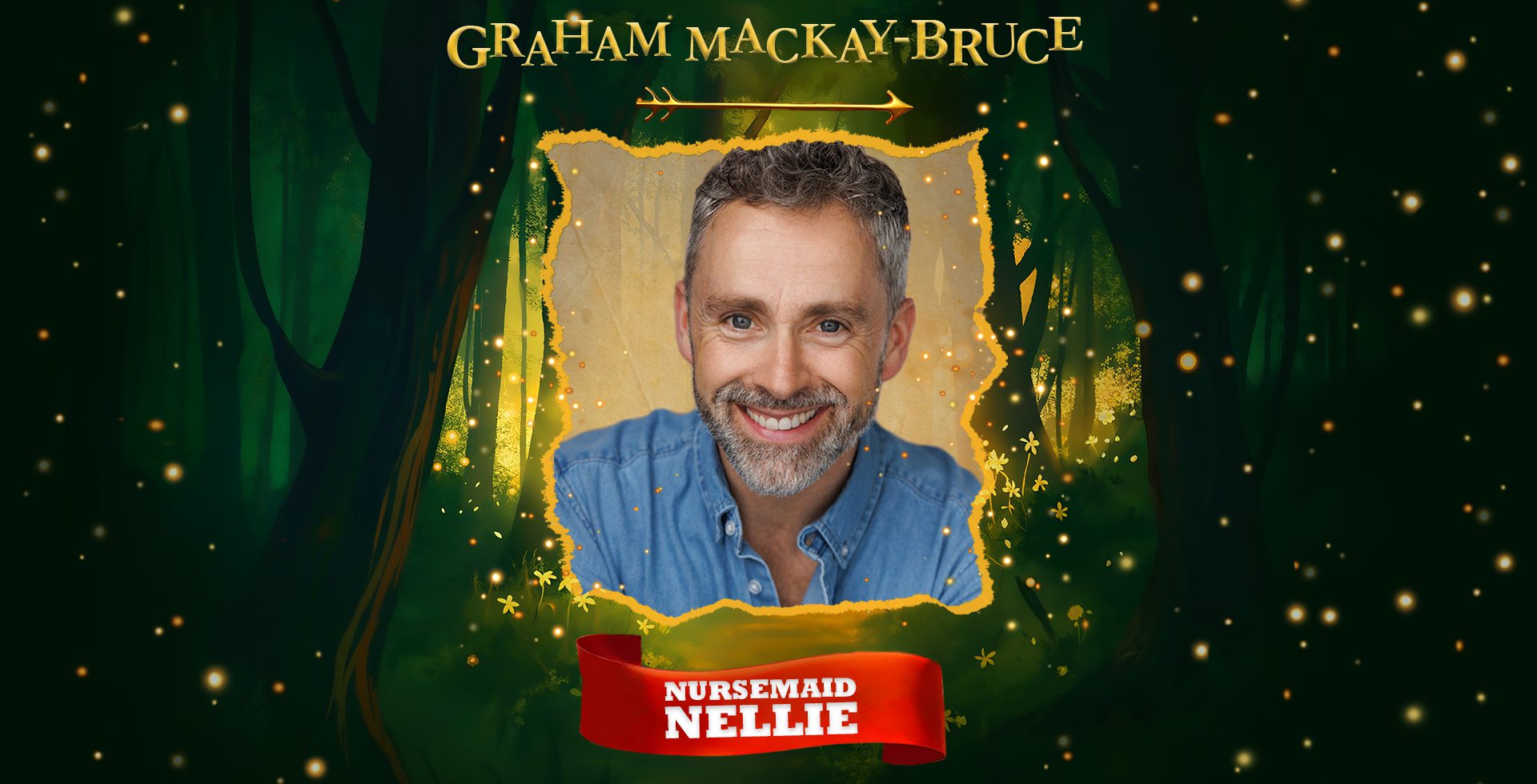 An image of a man against a forest backdrop. Text Reads 'Graham Mackay-Bruce, Nursemaid Nellie'